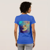 青と金と黄色のスパークルモノグラムの月の天使 Tシャツ (裏面フル)