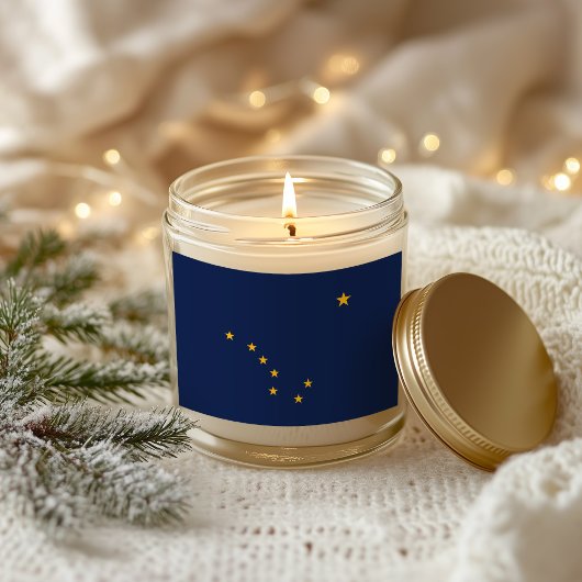 青と金のアルスカ フラッグ 長方形シール