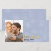 青と金のウェディングフォト 愛と感謝 ありがとう サンキューカード (正面/裏面)