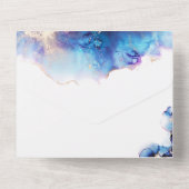 青と金のウォーターカラーオールインワン結婚式招待状 オールインワン招待状 (裏面)