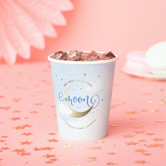 青と金のオーバー・ザ・ムーン紙コップ 紙コップ (インサイチュ)