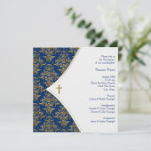 青と金のクロスの洗礼 招待状 (スタンド正面)