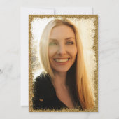 青と金のグリッター写真 卒業パーティー 招待状 (裏面)