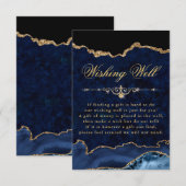 青と金のグリッター大理石瑪瑙の願い事の井戸 エンクロージャーカード (正面/裏面)