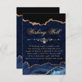 青と金のグリッター大理石瑪瑙の願い井戸 エンクロージャーカード (正面/裏面)