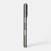 青と金のダマスク柄ストライプ iPhone 16ケース (右側面)