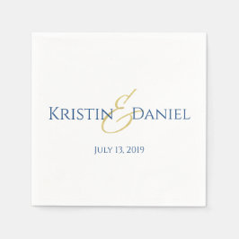 青と金のナプキン スタンダードカクテルナプキン