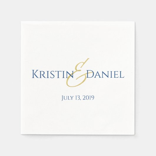 青と金のナプキン スタンダードカクテルナプキン (正面)