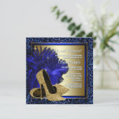 青と金のハイヒール 女性の誕生日パーティー 招待状 (スタンド正面)