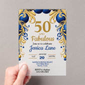 青と金のバルーンアーチ誕生日パーティー アクリル招待状 (インサイチュ (ポータブル))