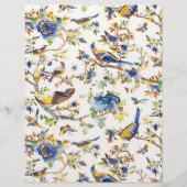 青と金のビンテージの鳥の折り紙 (裏面)