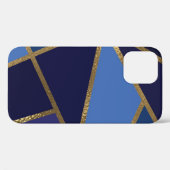 青と金のブロンズの幾何学的な大人っぽいスタイル Case-Mate iPhoneケース (裏面 (横))