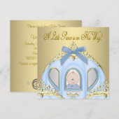 青と金のプリンスベイビーシャワー招待状 招待状 (正面/裏面)