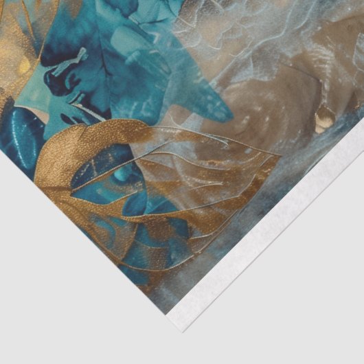 青と金のボタニカルウェディングデコパージュ 薄葉紙 (詳細)