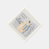 青と金のマリー、ヨセフ、イエス　ホリデー スタンダードカクテルナプキン (角)