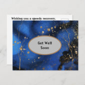 青と金のマーブル模様の回復おめでとうポストカード ポストカード (正面/裏面)