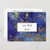 青と金のマーブル模様の回復おめでとうポストカード ポストカード (正面/裏面)