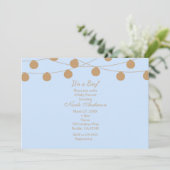 青と金のモダンなストリングライト シャワー招待状 招待状 (スタンド正面)