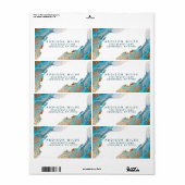 青と金のモダンアート液体インク発送 ラベル (フルシート)