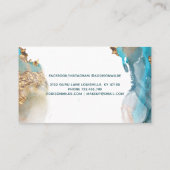 青と金のモダンアート液体水彩インク 予約カード (裏面)