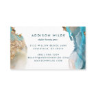 青と金のモダンアート液体水彩インク