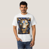 青と金のライオンの頭 Tシャツ (正面フル)