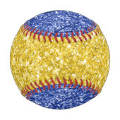 青と金のラメ入り太字スポーツモノグラム 野球ボール (裏面)