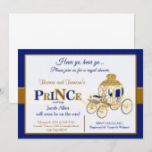 青と金のロイヤルプリンスベビーシャワー招待状 招待状 (正面/裏面)