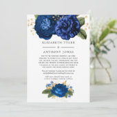 青と金のヴィンテージ フラワー 縮小ゲストリスト 案内状 (スタンド正面)