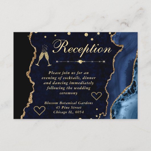 青と金の偽の輝きを帯びた瑪瑙の受付 エンクロージャーカード (正面)