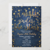 青と金の夜 星空の下 天体観測 招待状 (正面)