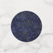 青と金の天体星の遊び心ある水彩 コンフェッティ (スモール正面)