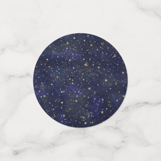 青と金の天体星 夢のような水彩画 コンフェッティ (スモール正面)