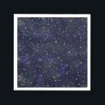 青と金の天体星 夢のような水彩画 スタンダードカクテルナプキン<br><div class="desc">任意のテキストでカスタマイズ</div>