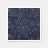 青と金の天体星 夢のような水彩画 スタンダードカクテルナプキン (正面)