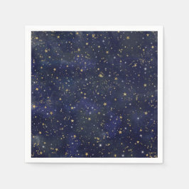 青と金の天体星 夢のような水彩画 スタンダードカクテルナプキン