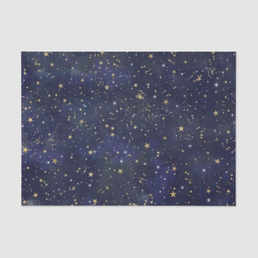 青と金の天体星 夢のような水彩 薄葉紙 (正面)