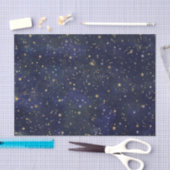 青と金の天体星 夢のような水彩 薄葉紙 (クラフト)