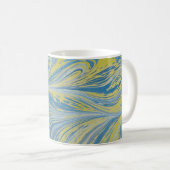 青と金の抽象的な波 コーヒーマグカップ (正面右)