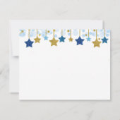 青と金の星がきらきらするRSVPカード サンキューカード (裏面)