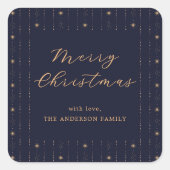 青と金の星 メリークリスマス スクエアシール (正面)