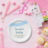 青と金の水彩 おしゃれで華やかな ブライダルシャワー ペーパープレート (パーティー)