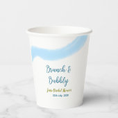 青と金の水彩 おしゃれで華やかな ブライダルシャワー 紙コップ (裏面)