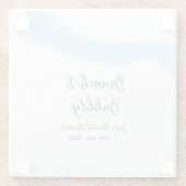 青と金の水彩　バブルとブルン치のウェディングシャワー ガラスコースター (裏面)