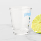 青と金の水彩　バブルとブルン치のウェディングシャワー ショットグラス (左)