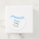 青と金の水彩　バブルとブルン치のウェディングシャワー フェイバータグ (インサイチュ)