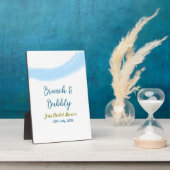 青と金の水彩　バブルとブルン치のウェディングシャワー フォトプラーク (側面)