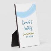 青と金の水彩　バブルとブルン치のウェディングシャワー フォトプラーク (側面)