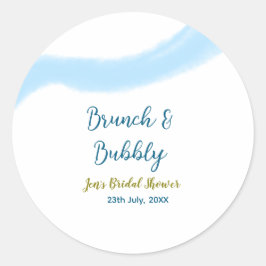 青と金の水彩 ポップで優雅なブライダルシャワー ラウンドシール