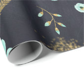 青と金の水彩 春の絵 ラッピングペーパー (ロールコーナー)